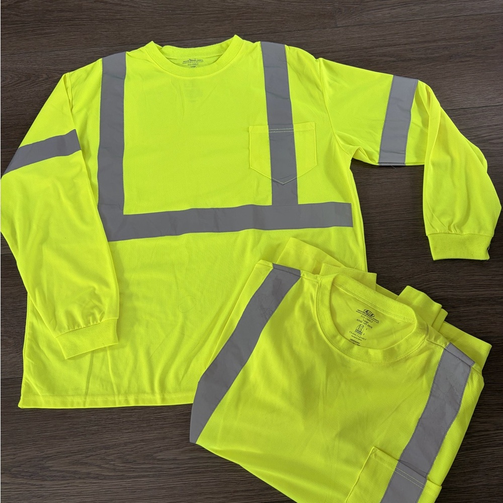 Set of 2 High-Visibility Yellow Long Sleeve Shirts